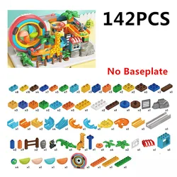 Bulk Large Marble Run Track Building Set with Slide Bricks - Classic Building Blocks Toy Gift (142pcs No plate)