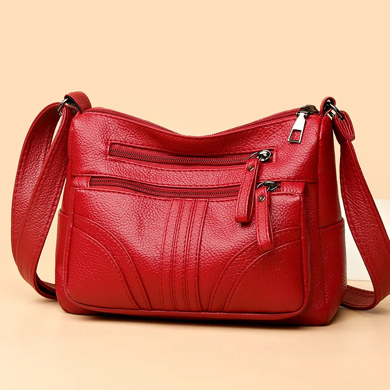 large capacity shoulder bag 2023 new women PU soft leather texture casual small square bag hand-held mother's bag