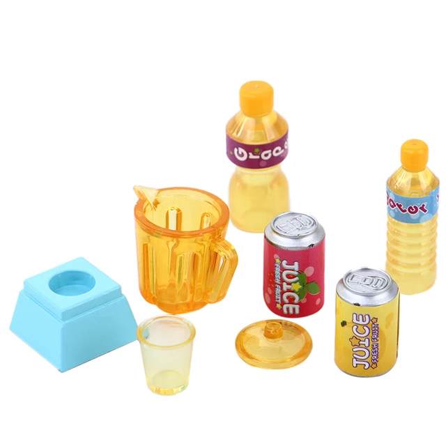 6Pcs/Set 1:12 Dollhouse Miniature Juicer Drink Bottle Cup Kitchen Kitchenware Pretend Doll House Food Kitchen Toy Accessories 5