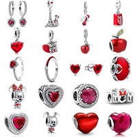 Red Series Dumbbell Fitness Heart Cola Mickey Minnie Dangle Charms Beads 925 Sterling Silver Fit Original Bracelet Women Jewelry 1