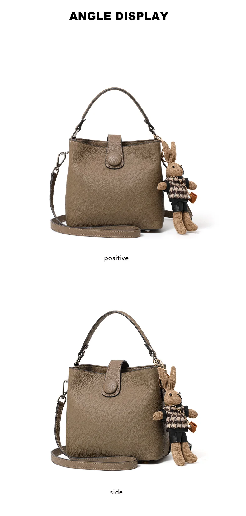 Damen 2026 Neue Bucket Bag aus Echtleder Hochwertige Schultertasche Umhängetasche Handtasche – Detail 8