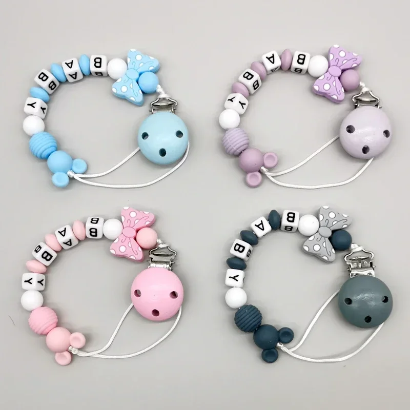 Custom Baby Personalize Name Silicone Beads  Dummy Nipple Holder Chains Babies Items Toddler Soother Teething Toys Chew Gifts
