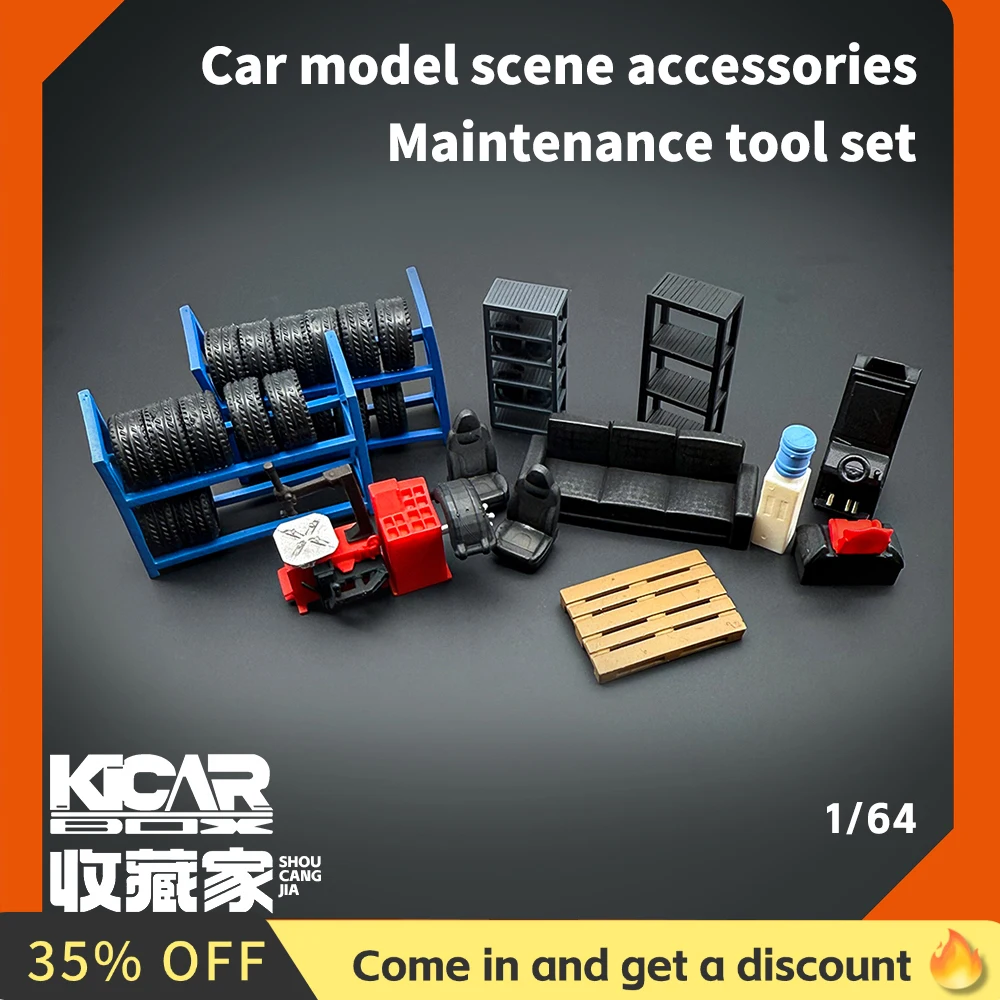 Kicarmod  1/64 Scale Model Car  Automobile repair shop Tool Toy accessories  Diecast Model Car