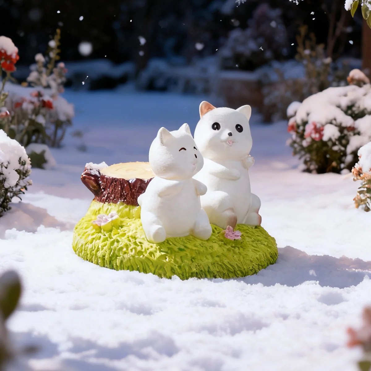 1PC, a cute cartoon two-dog decorative garden statue, suitable for garden micro-landscape decoration and home desktop decoration