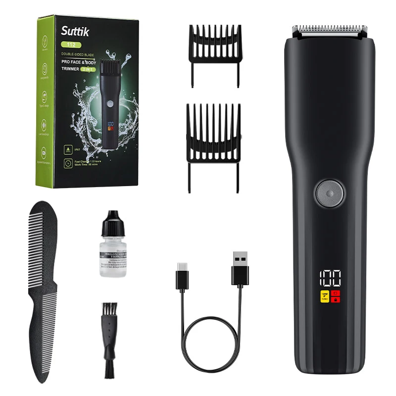 RESUXI New Professional Men's Hair Clipper LCD Digital Display Waterproof Electric Hair Trimmer Head Adjustable Electric Pusher