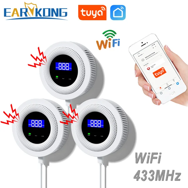 EARYKONG Wifi Natural Gas Sensor Combustible Household Smart LPG Gas Alarm Detector Leakage Sensor Wifi Temperature Detectors - Image 5
