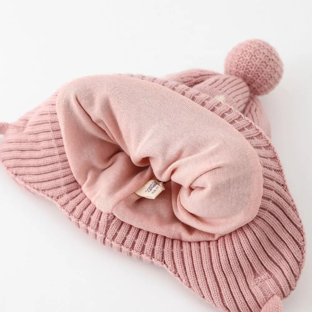 Fleece Lining Winter Baby Crochet Hat Windproof Soft Toddler's Plush Knitted Cap Breathable Thermal Kids Ear Protection Hat