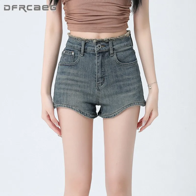 

American Vintage Women's Denim Summer Shorts With Burrs 2023 High Waist Washed Cotton Skinny Sexy Hot Short Jeans Trouser Ladies