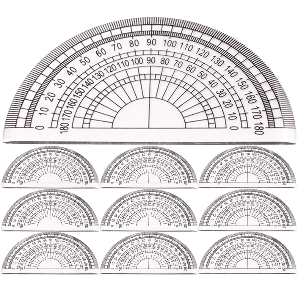 10pcs Plastic Protractor 180 Degrees Math Protractor Geometry Protractors for Angle Measurement 10cm stainless protractor round head angle finder craftsman rule ruler machinist tool professional 0 180 degrees protractor