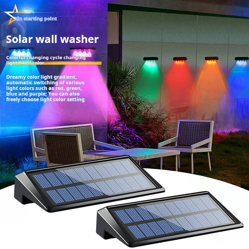 New Courtyard Light, Solar Fence Light, Outdoor Waterproof Color Changing/warm Color Led Solar Step Light, Outdoor Wall Light