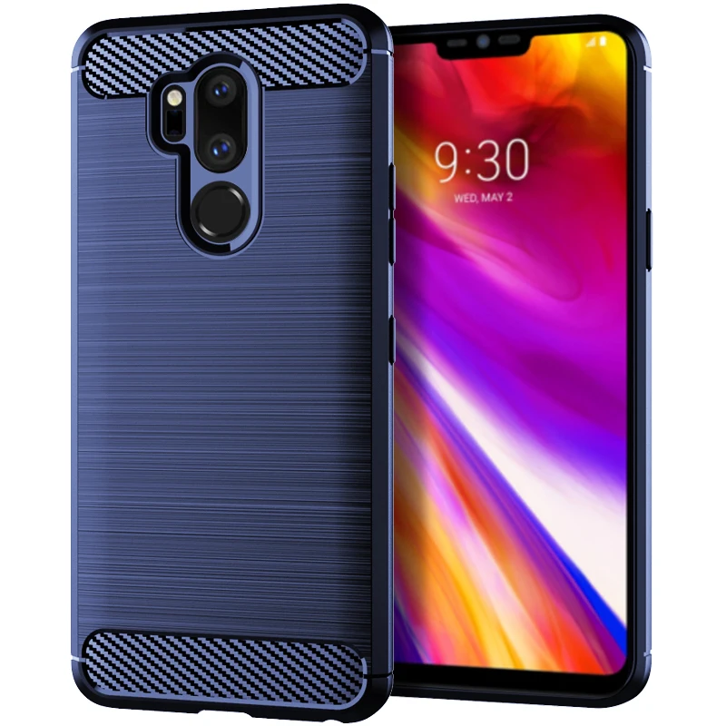 Durable Shockproof Silicone Carbon Fiber Phone Case with Brushed Texture
