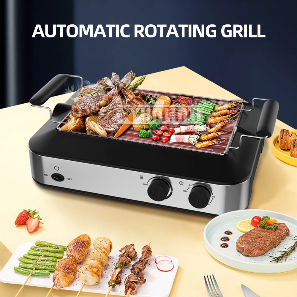 

Portable Smokeless Barbecue Machine Electric Skewers Grill Chicken Rotating Machine Churrasqueira Sem Fumaça Para Apartamento