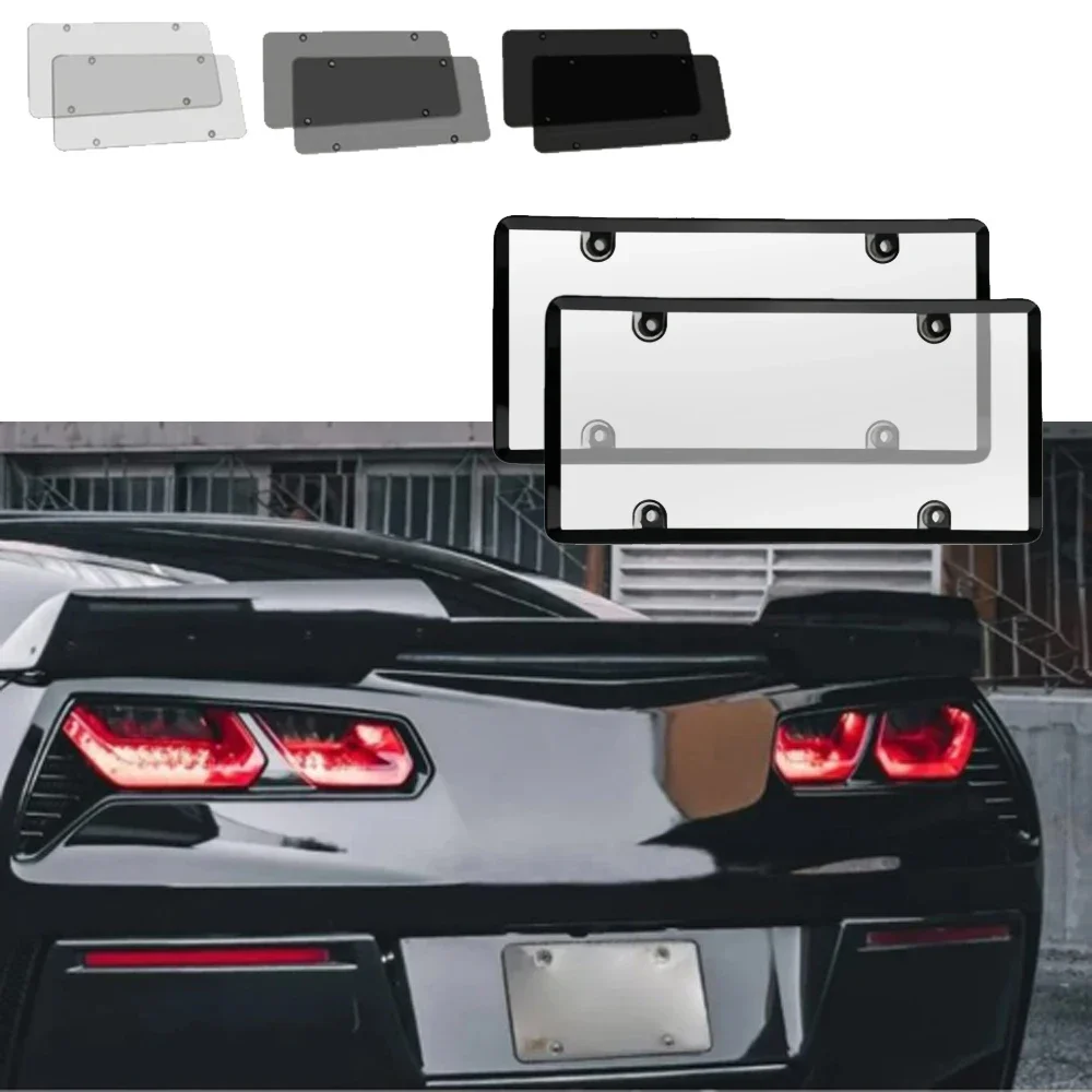 Transparent License Plate Protection Kit with Black Screw Caps