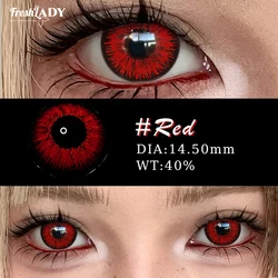 Vibrant Red Anime Cosplay Contact Lenses - Perfect for Halloween and Costume Parties (Black Red)