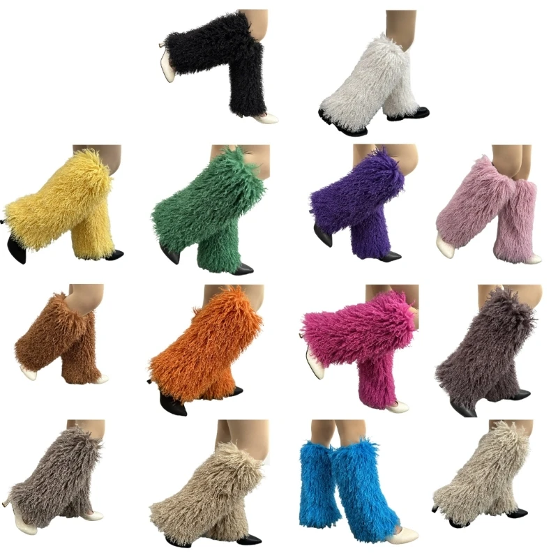 

Faux Furs Leg Warmer,Warm Soft Cozy Fuzzy Leg Warmer Boot Cuffs Cover for Women Party Costumes Boot Sleeves Boot Covers