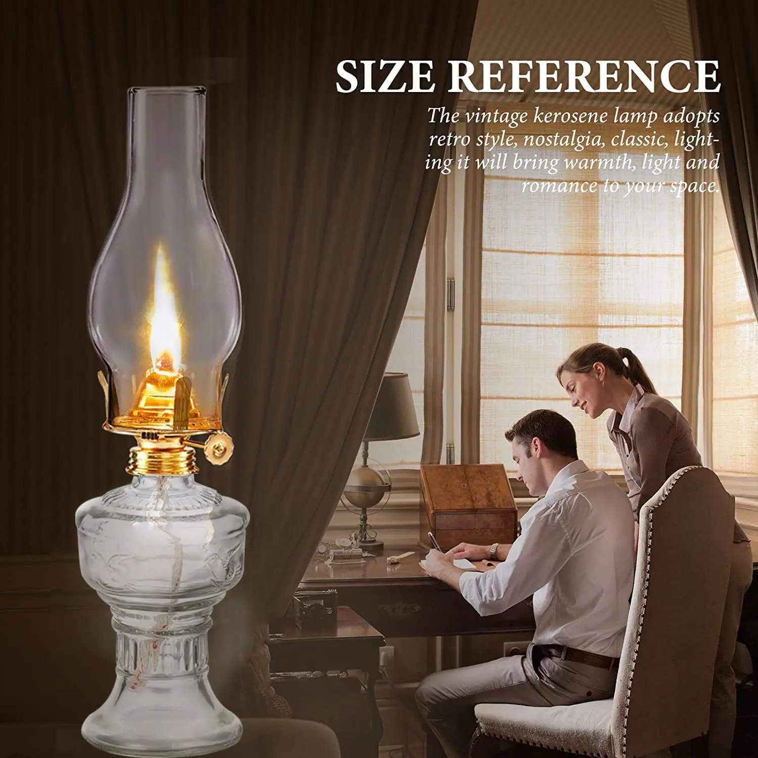 Домашний декор, керосиновая лампа 32 см, комнатная винтажная лампа с четырьмя зажимами, налобный светильник из прозрачного стекла, керосиновая лампа, фонарь