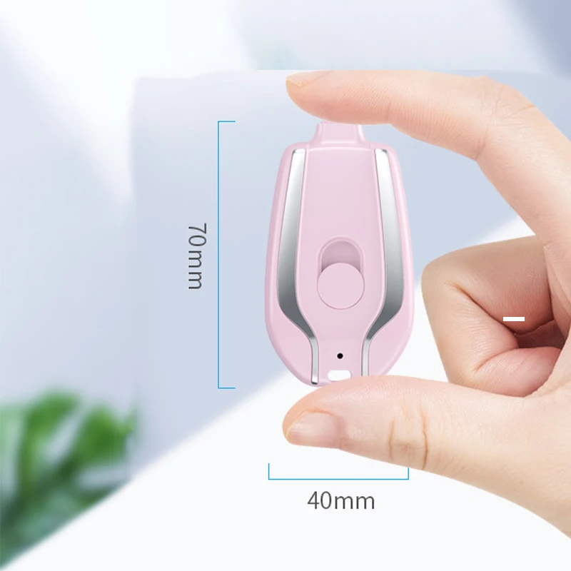 Portable Keychain Charger 1500mAh Type-C Compact Mini Battery Pack Fast Charging Backup Power Bank For Iphone Android Devices