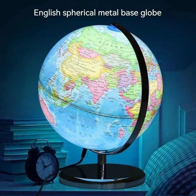 20/25cm World Globe English Version World Map Globe With LED Light Geography Educational Teaching Decorations Supplies 2