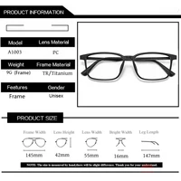 Lunettes d'affaires rétro grand carré TR90 en titane pour hommes, monture de Prescription optique pour myopie, A1003, nouvelle collection 2024 5
