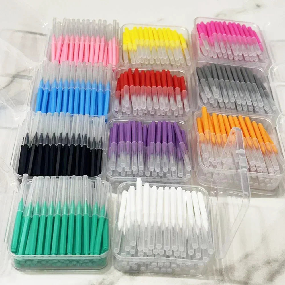 60Pcs 치간 칫솔 건강 관리 치아 푸시-풀 Escova는 음식과 플라크를 제거합니다 더 나은 치아 구강 위생 도구 구강 관리