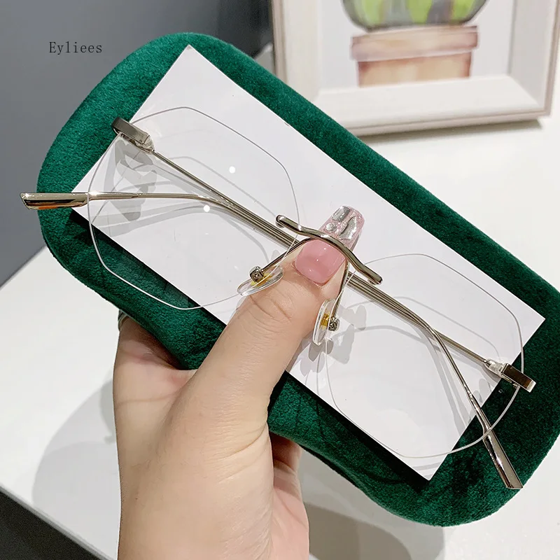 Classic Anti Blue-ray Metal Rimless Frame Glasses Unisex Optical Glasses Ultralight Myopia Glasses Diopter 0 To -4.0 Eyewear 3