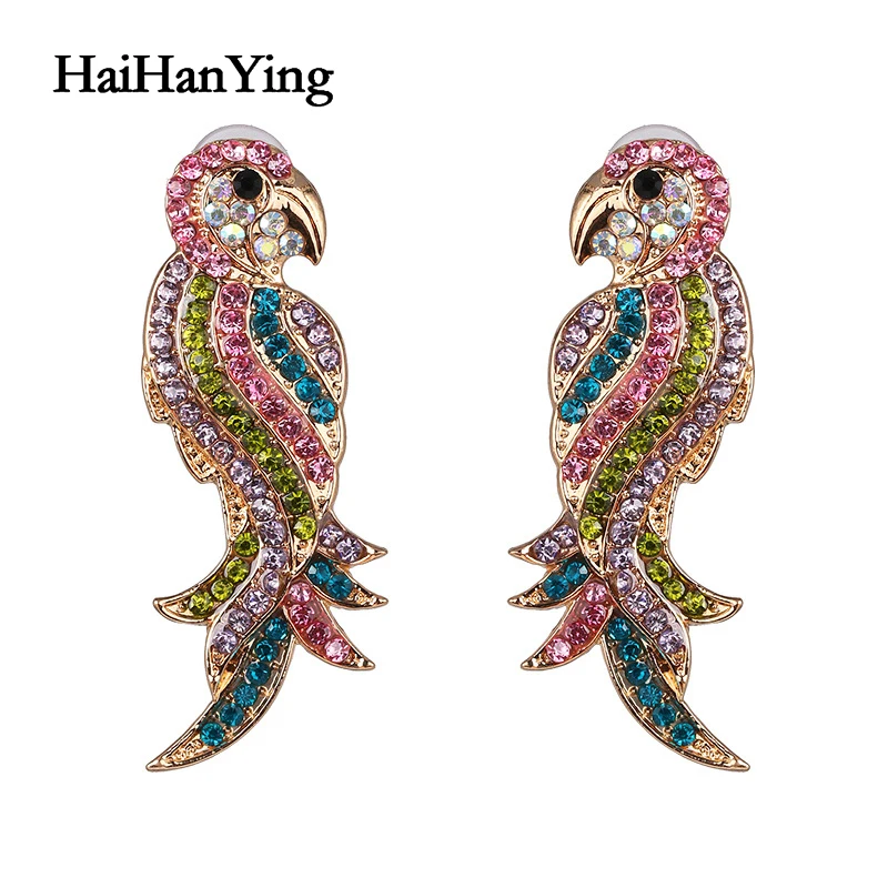 

Rainbow-colored Bird Parrot Animal Women Earrings Luxury Glamour Jewelry Fashion Personality Jewelry