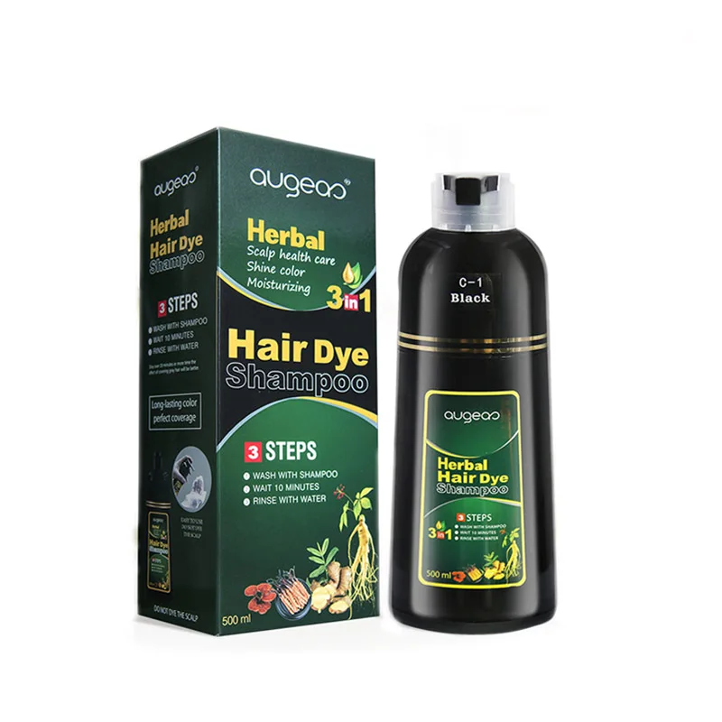 500ml Hair Dye Shampoo, Black Plant Non-stick Scalp Home Foam Hair Dye Brown Wine Red Chestnut Color After DyeingColorProtection