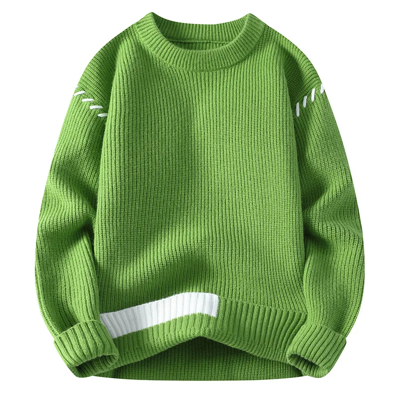 New Fashion Youthful Vitality Mens Turtleneck Sweater Autumn Winter Loose Casual Knitted Pullovers Men Warm Patchwork Knitwear 5