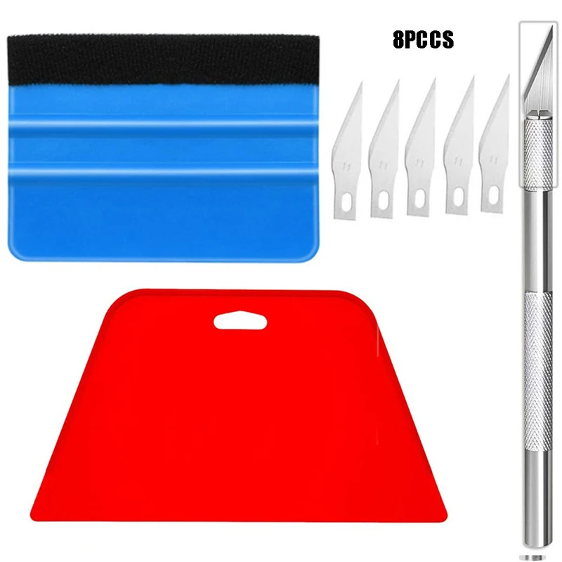 Il kit di strumenti per l'applicazione della pellicola per vetri auto include un raschietto in feltro, un taglierino retrattile e una lama a scatto. - immagine 6