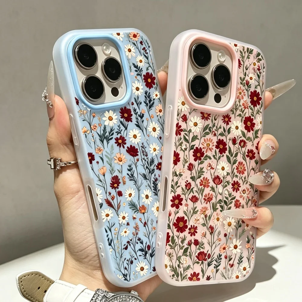 Candy Color Flower Matte Phone Case Cover