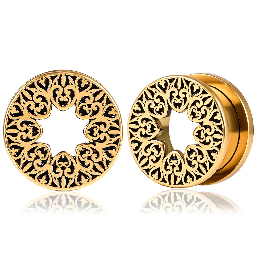 

Vankula 10PCS Vintage Daily Ear Gauges 316 Stainless Steel Tunnels Expander Earrings Piercing Body Jewelry Hypoallergenic