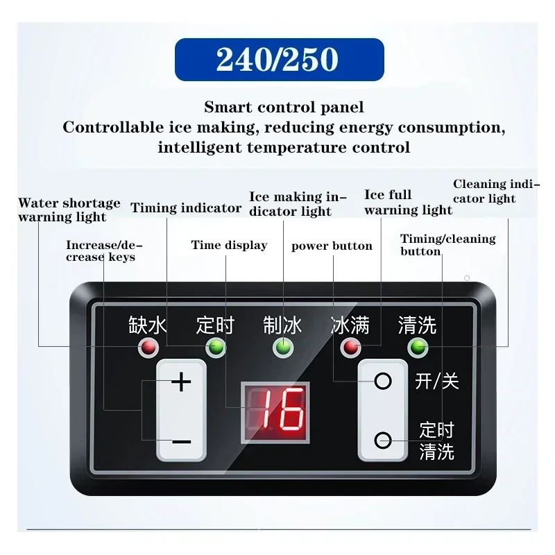 80KG Commercial Automatic Square Ice Ice Maker Bar Cafe Milk Tea Shop Maker 110V/220V Household Square Cube