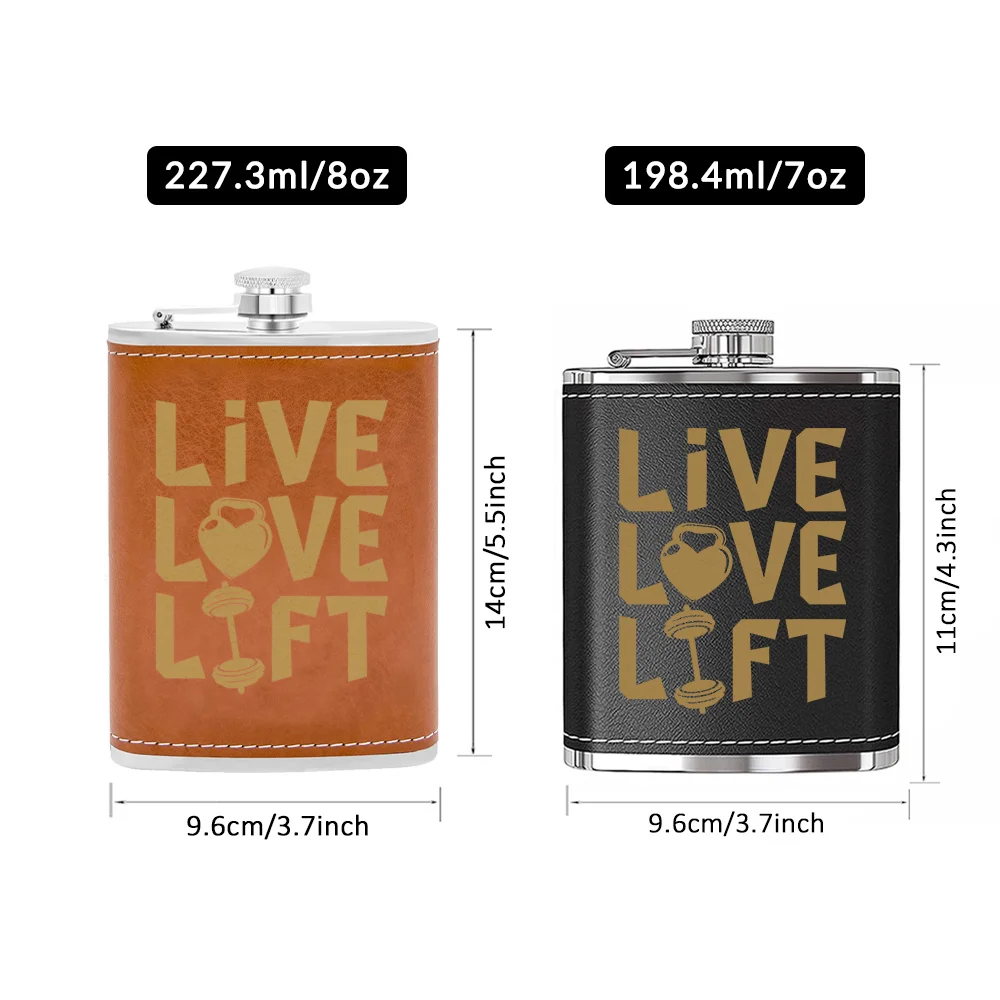 7온스 휴대용 힙 플라스크, 스테인리스 스틸 힙 플라스크, 포켓 힙 플라스크, 가죽 와인병, 알코올, 위스키, 주류, 남성용 선물