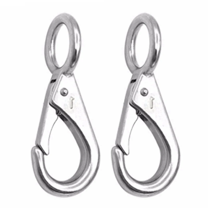 

4Pcs Stainless Steel 316 Rigid Loaded Fixed Eye Spring Clip Snap Hook Carabiner Marine Hardware Accessories For Boats