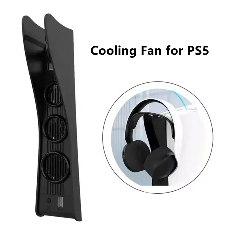 IPEGA PG-P5017 For P5 Console USB Cooling Fan For PS5 Host Controller Radiators With 3 Cooler Fans Earphone Holder