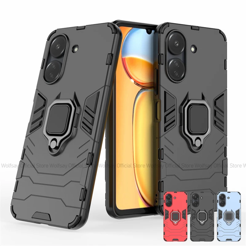 Per Xiaomi Redmi 13C Custodia Xiaomi Redmi 13C 12C 10C Cover Antiurto Armor Pc + Supporto In Silicone Cover Posteriore Per Telefono Xiaomi Redmi 13C