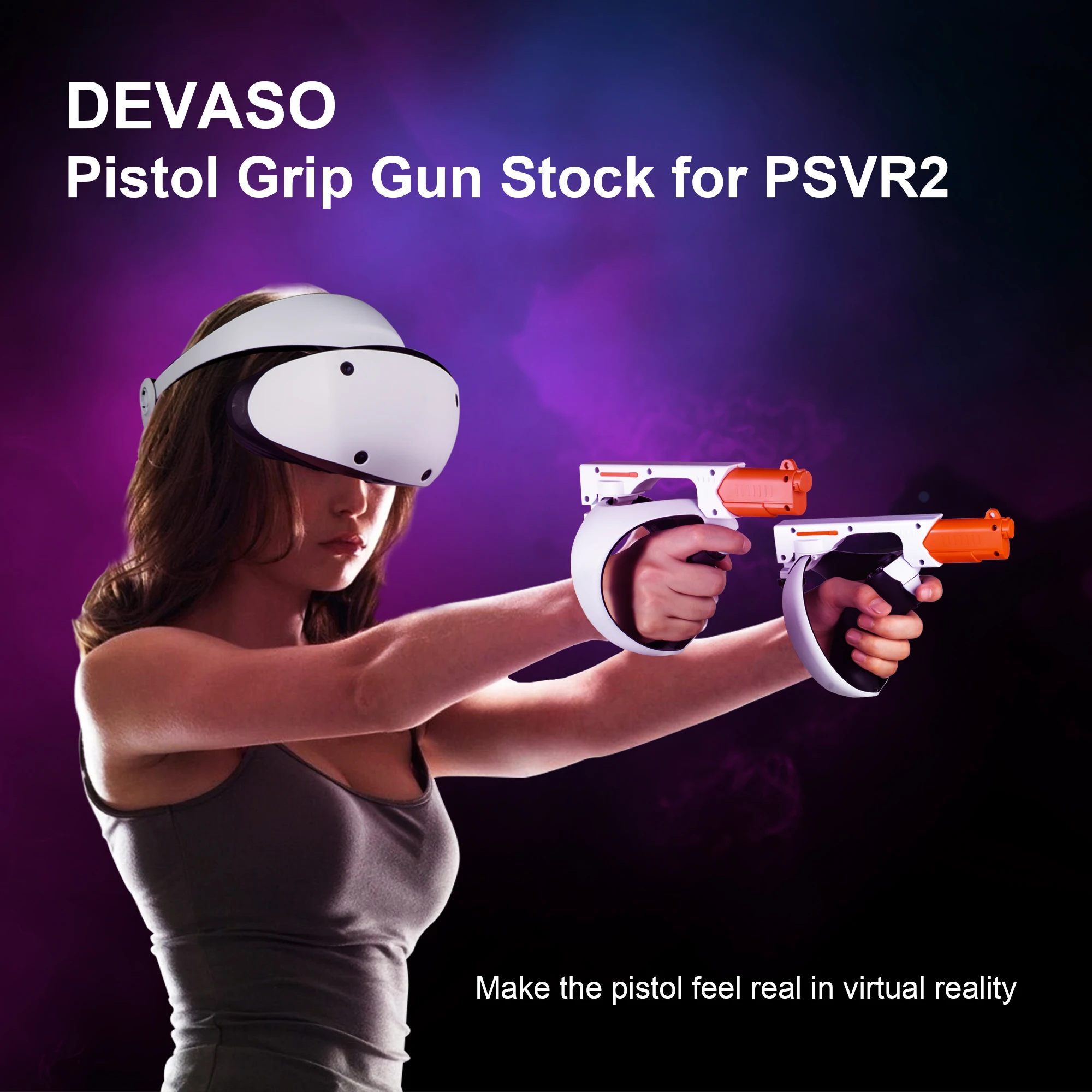 

PSVR2 Pistol Grip Gun Stock,VR Controller Case Pistol Grip Enhanced FPS Gaming Shooting Experience for PlayStation VR2 Accessory