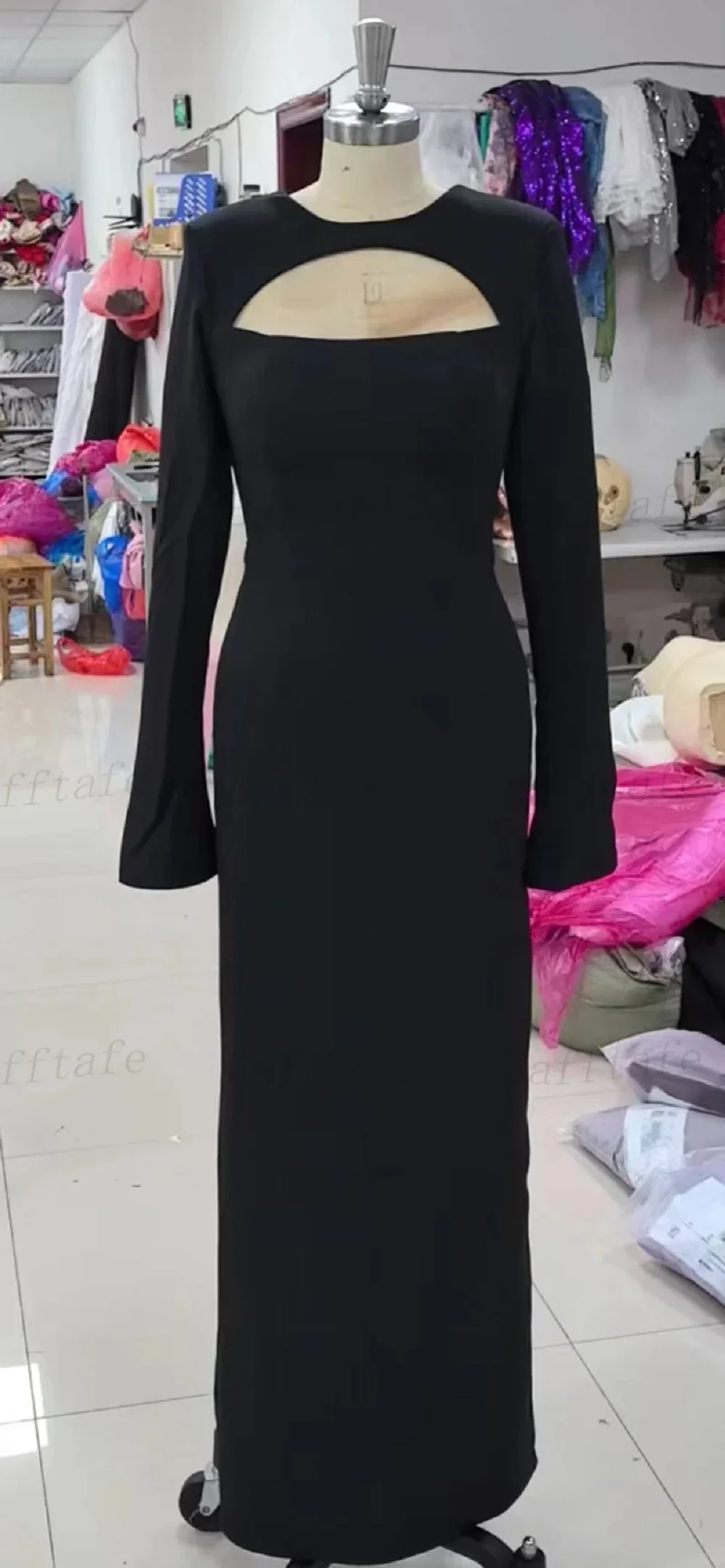 Mermaid Black Prom Dress Arabia Long Sleeves Actual Photo 1