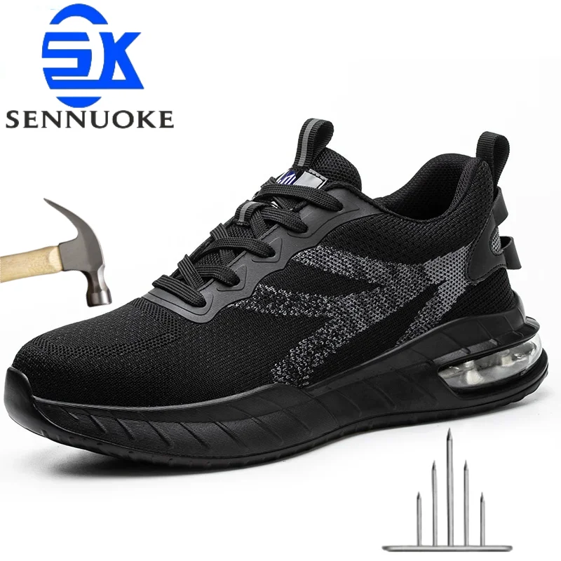 

Safety Shoes Men Work Shoes Lightweight Soft Steel Toes Sneakers Free Shipping Industrial Safety Tennis Steel Toe Cap