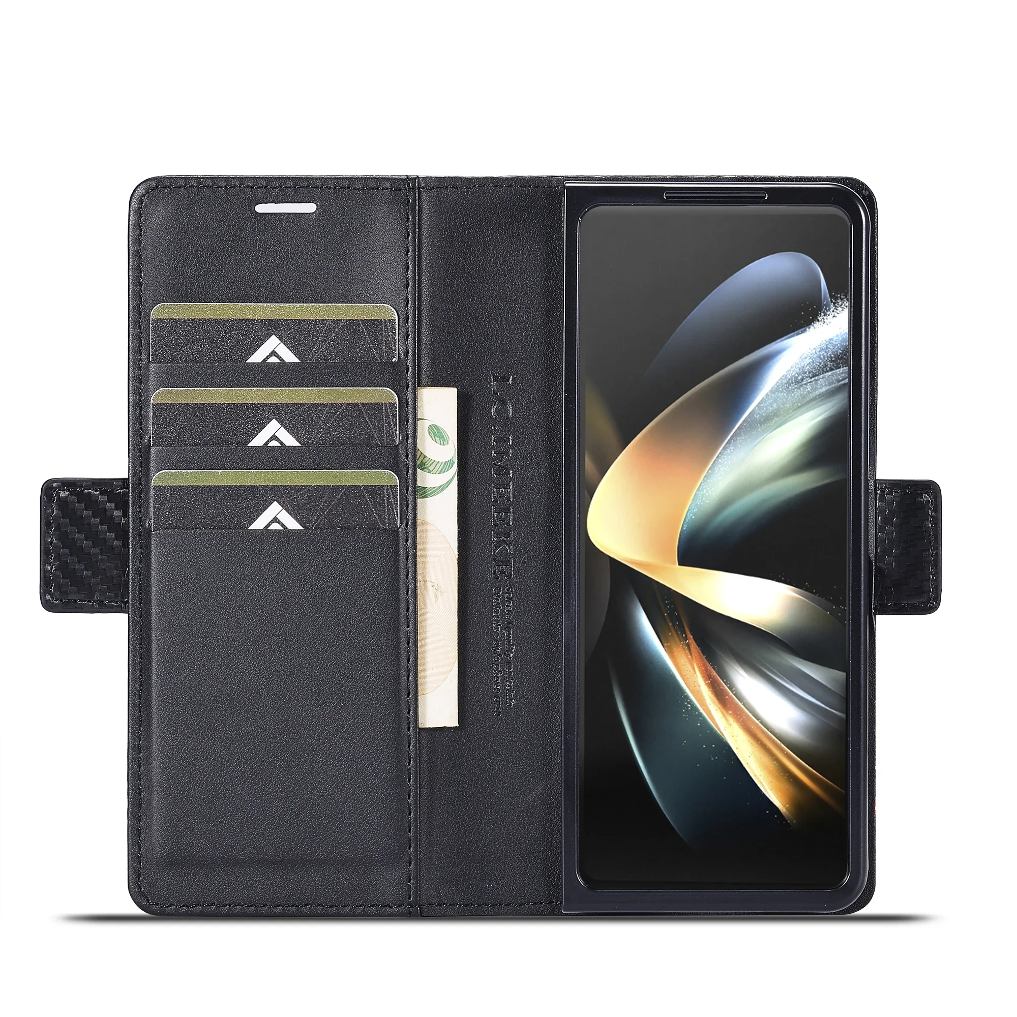 Luxury Carbon Fiber Leather Wallet Case For Samsung Galaxy Z Fold