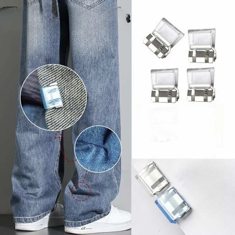 Pant Leg Adjuster Clips - Invisible Hem Fasteners, No-Sew Anti-Slip Edge Clips, 10-Pack