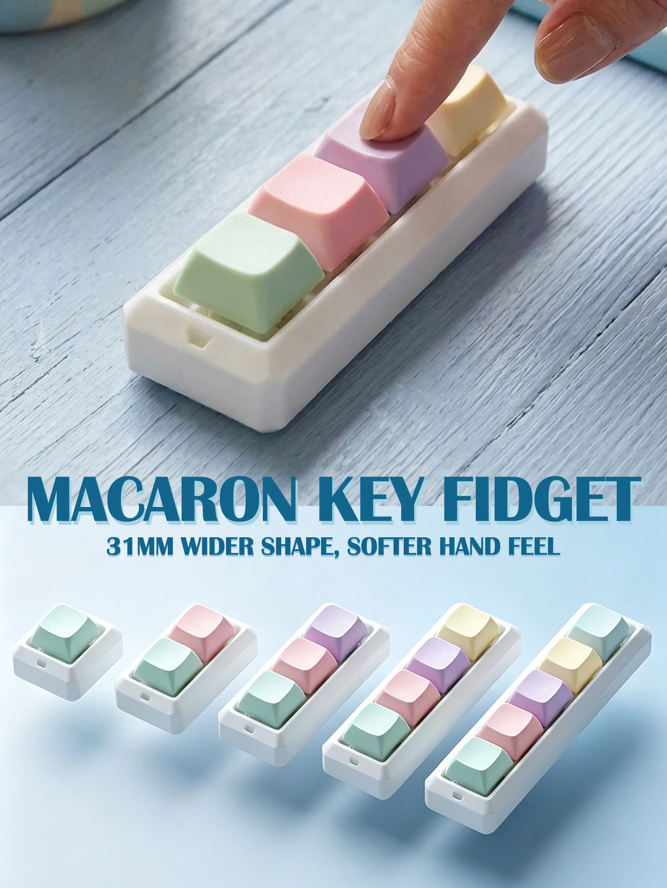 Macaron Keyboard Key Fidget Toy,Portable Tactile Button Clicker Stress Relief Sensory Toy for Adults Office