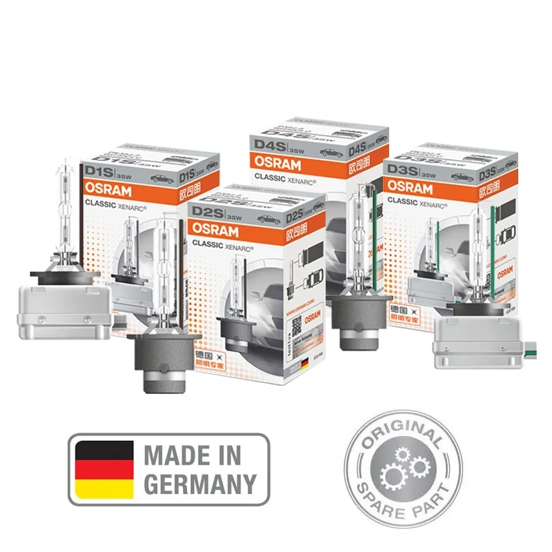 Оригинальные ксеноновые лампы для автомобильных фар OSRAM CLASSIC HID 4200K, стандартный белый свет 12 В, Германия