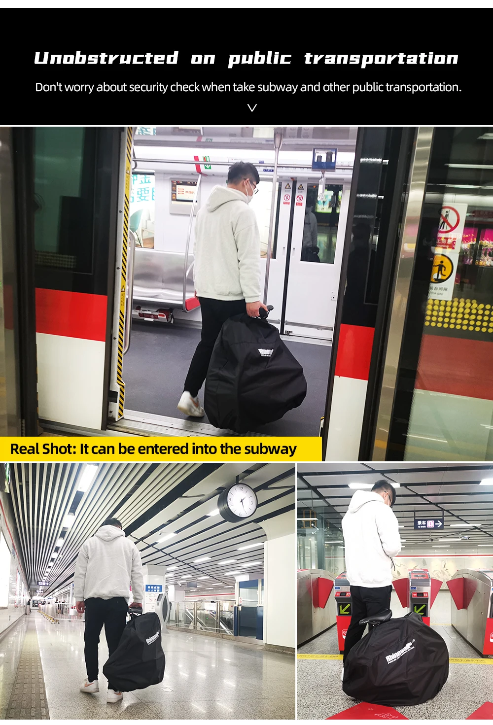 Rhino walk Klapp-Fahrrad-Aufbewahrung tasche, tragbar, 20-Zoll-oder 16-Zoll-Faltrake-Leichtfahrrad-Handtasche – Detail 7