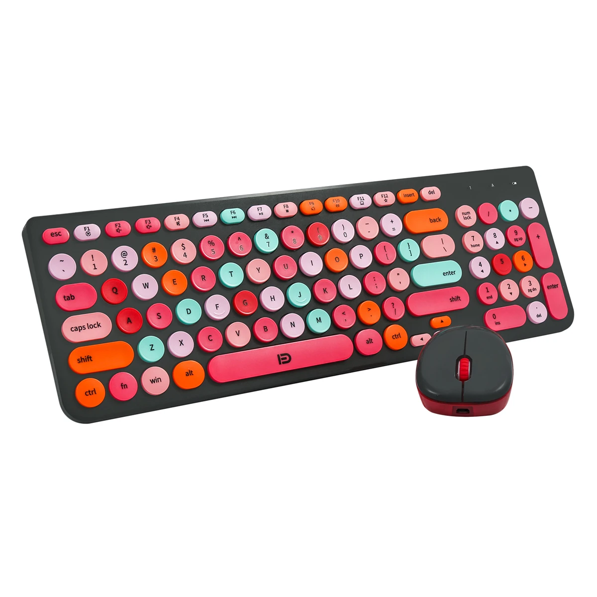 

Wireless Keyboard & Mouse Set 99 Keys Round Keycaps Silent Rechargeable 1500DPI Combo with USB Receiver for Computer Laptop PC