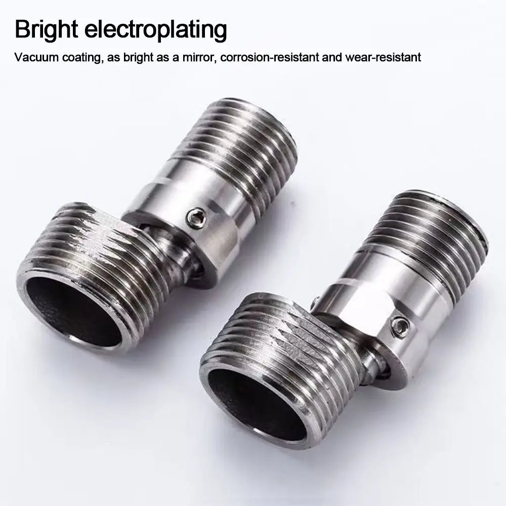 Stainless Steel Angled Curved Foot 360° Rotatable Angle Adjustment Shower Faucet Adapter Wall Mounted Connecting Accessories