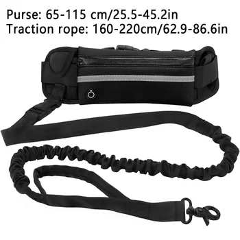 Hands Free Dog Leash for Running Walking Reflective Leash with Waist Bag Retractable Elastic Belt Dog Traction Rope Pet Products 3