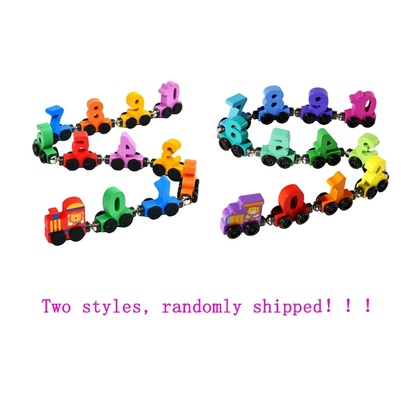 Trem magnético digital de madeira com números - Blocos de montar coloridos - Brinquedo educativo para desenvolver a coordenação motora._voghion.com