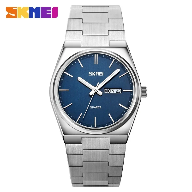 SKMEI 9288 Luxury Wristwatches Mens Quartz Full Steel Strap Time Week Date Sports Watch for Men Waterproof Reloj De Hombre 0992