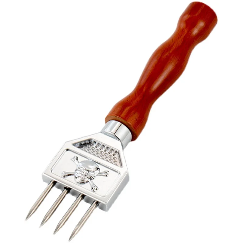 Stainless Steel Triangle Ice Cone Chipper, 3 Pronged Pick Crushers with Wood Handle, Beer Bar Tools, Kitchen Accessories